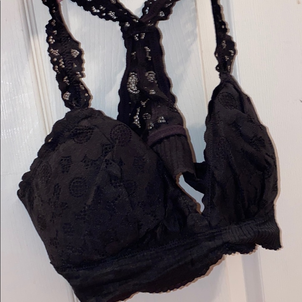 Black lace padded aerie bralette, Large